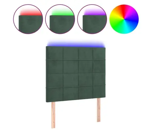 Gultas Galvgalis Ar Led, 90X5X118/128 Cm, Tumši Zaļš Samts Vidaxl