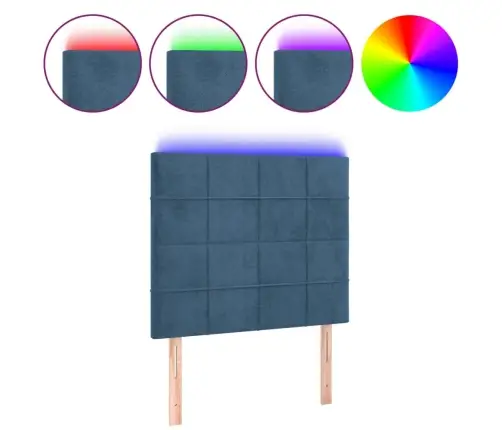 Led-Voodipeats, Tumesinine, 90X5X118/128 cm Samet