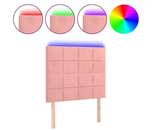 Gultas Galvgalis Ar Led, 90X5X118/128 Cm, Rozā Samts Vidaxl