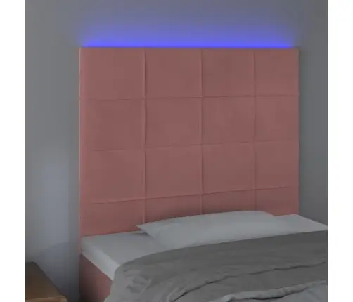 Gultas Galvgalis Ar Led, 90X5X118/128 Cm, Rozā Samts Vidaxl