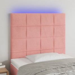 Gultas Galvgalis Ar Led, 100X5X118/128 Cm, Rozā Samts Vidaxl