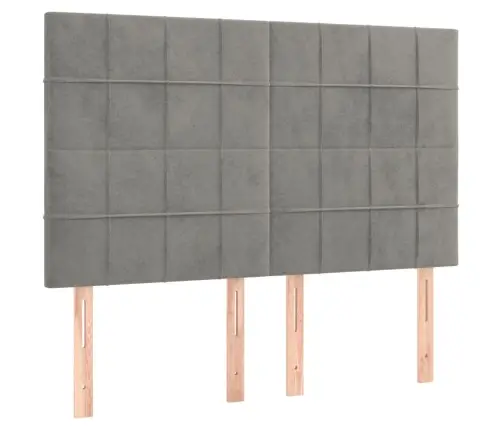 Gultas Galvgalis Ar Led, 144X5X118/128 Cm, Gaiši Pelēks Samts Vidaxl