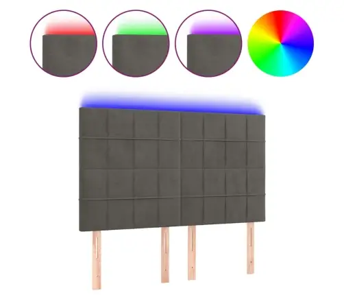 Gultas Galvgalis Ar Led, 144X5X118/128 Cm, Tumši Pelēks Samts Vidaxl