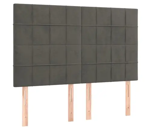 Gultas Galvgalis Ar Led, 144X5X118/128 Cm, Tumši Pelēks Samts Vidaxl