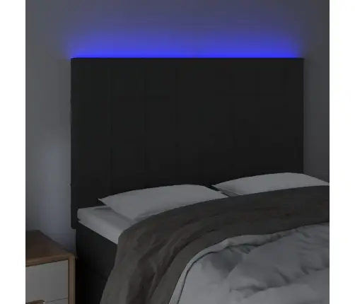 Gultas Galvgalis Ar Led, 144X5X118/128 Cm, Melns Samts Vidaxl