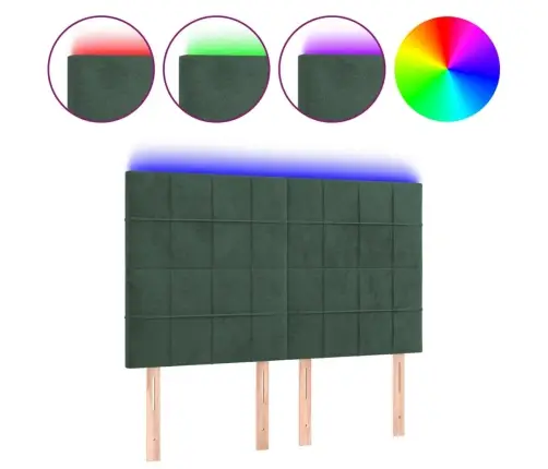 Galvūgalis Su Led, Tamsiai Žalias, 144X5X118/128cm Aksomas