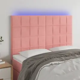 Galvūgalis Su Led, Rožinės Spalvos, 144X5X118/128cm Aksomas
