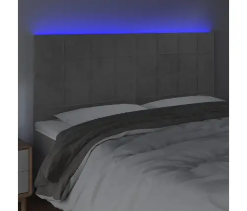 Gultas Galvgalis Ar Led, 160X5X118/128 Cm, Gaiši Pelēks Samts Vidaxl