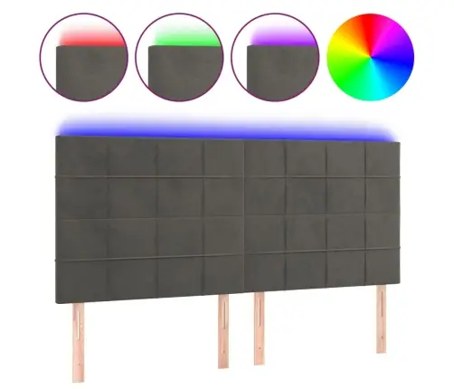 Led-Voodipeats, Tumehall, 160X5X118/128 cm Samet