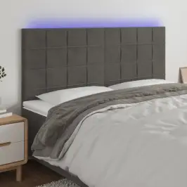 Gultas Galvgalis Ar Led, 160X5X118/128 Cm, Tumši Pelēks Samts Vidaxl