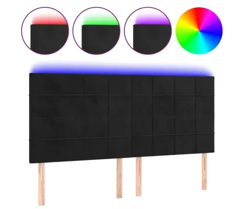 Gultas Galvgalis Ar Led, 160X5X118/128 Cm, Melns Samts Vidaxl