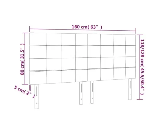 Galvūgalis Su Led, Tamsiai Mėlynas, 160X5X118/128cm Aksomas