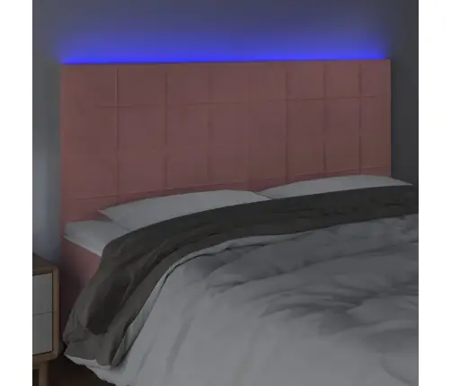 Gultas Galvgalis Ar Led, 180X5X118/128 Cm, Rozā Samts Vidaxl Gultas Galvgalis Ar Led, 180X5X118/128 Cm, Rozā Samts Vidaxl