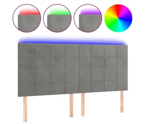 Gultas Galvgalis Ar Led, 200X5X118/128 Cm, Gaiši Pelēks Samts Vidaxl