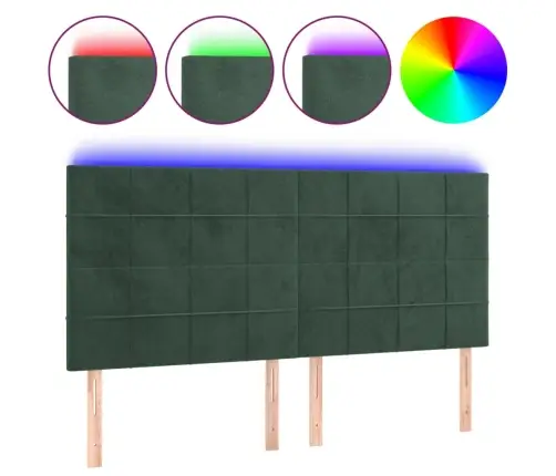 Gultas Galvgalis Ar Led, 200X5X118/128 Cm, Tumši Zaļš Samts Vidaxl