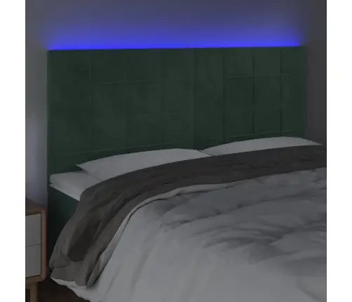 Gultas Galvgalis Ar Led, 200X5X118/128 Cm, Tumši Zaļš Samts Vidaxl