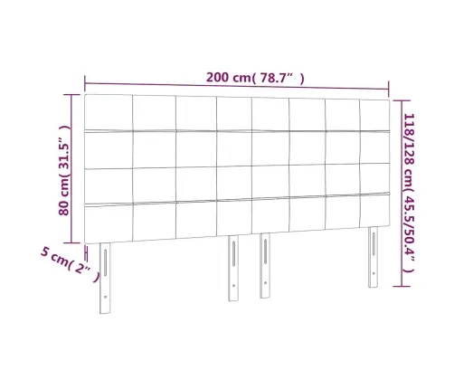 Led-Voodipeats, Tumeroheline, 200X5X118/128 cm Samet