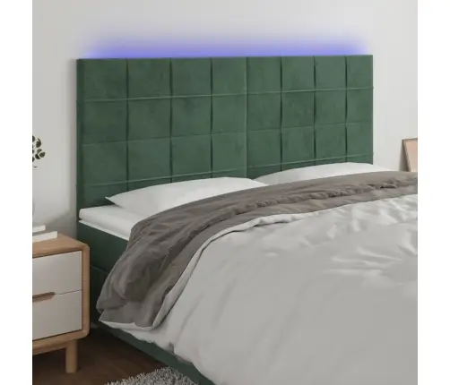 Gultas Galvgalis Ar Led, 200X5X118/128 Cm, Tumši Zaļš Samts Vidaxl