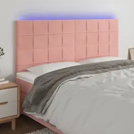Gultas Galvgalis Ar Led, 200X5X118/128 Cm, Rozā Samts Vidaxl