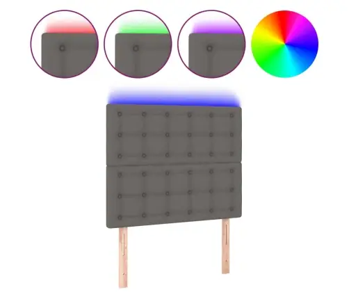 Galvūgalis Su Led, Pilkas, 80X5X118/128cm Dirbtinė Oda