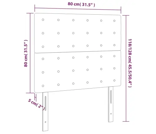 Galvūgalis Su Led, Pilkas, 80X5X118/128cm Dirbtinė Oda
