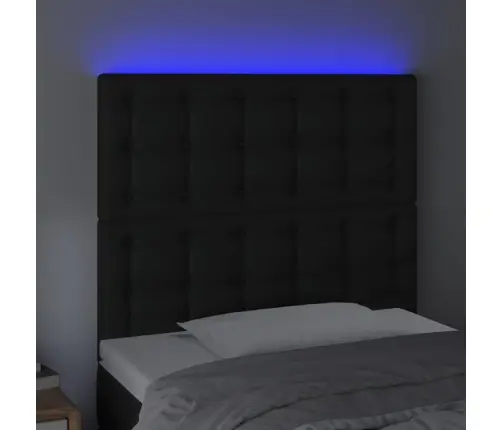 Gultas Galvgalis Ar Led, 90X5X118/128 Cm, Melns Mākslīgā Āda Vidaxl