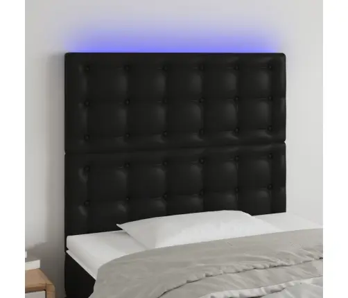 Gultas Galvgalis Ar Led, 90X5X118/128 Cm, Melns Mākslīgā Āda Vidaxl