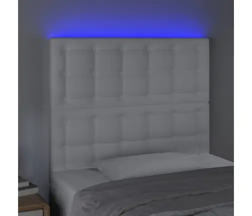 Gultas Galvgalis Ar Led, 90X5X118/128 Cm, Balta Mākslīgā Āda Vidaxl