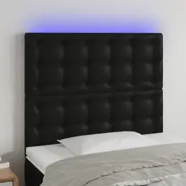 Galvūgalis Su Led, Juodos Spalvos, 100X5X118/128Cm Dirbtinė Oda