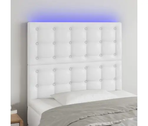 Gultas Galvgalis Ar Led, 100X5X118/128 Cm, Balta Mākslīgā Āda Vidaxl