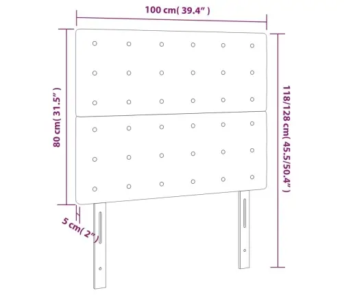 Led-Voodipeats, Hall, 100X5X118/128 cm Kunstnahk