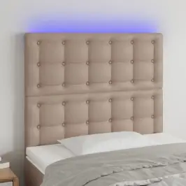 Gultas Galvgalis Ar Led, 100X5X118/128Cm, Kapučīno Mākslīgā Āda Vidaxl