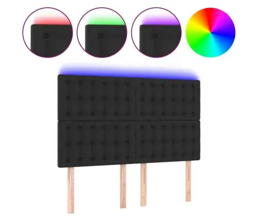 Led-Voodipeats, Must, 144X5X118/128 cm Kunstnahk