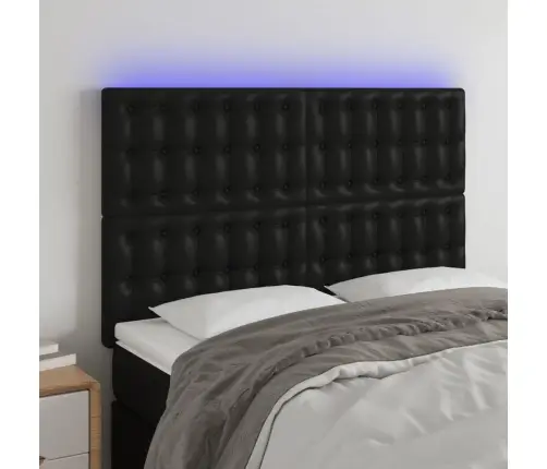 Led-Voodipeats, Must, 144X5X118/128 cm Kunstnahk