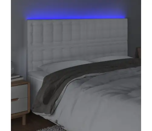 Gultas Galvgalis Ar Led, 160X5X118/128 Cm, Balta Mākslīgā Āda Vidaxl