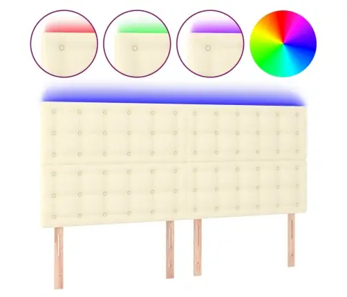 Led-Voodipeats, Kreemjas, 160X5X118/128 cm Kunstnahk