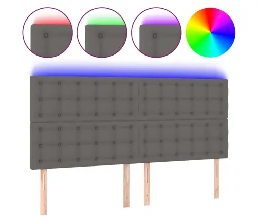 Galvūgalis Su Led, Pilkas, 160X5X118/128cm Dirbtinė Oda Galvūgalis Su Led, Pilkas, 160X5X118/128cm Dirbtinė Oda