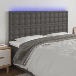 Galvūgalis Su Led, Pilkas, 160X5X118/128cm Dirbtinė Oda