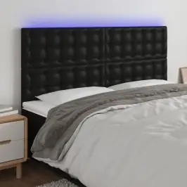 Gultas Galvgalis Ar Led, 180X5X118/128 Cm, Melns Mākslīgā Āda Vidaxl