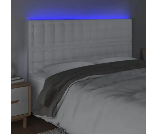 Gultas Galvgalis Ar Led, 180X5X118/128 Cm, Balta Mākslīgā Āda Vidaxl