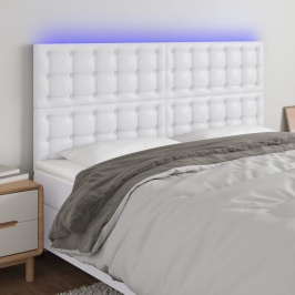 Gultas Galvgalis Ar Led, 180X5X118/128 Cm, Balta Mākslīgā Āda Vidaxl