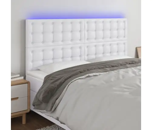 Gultas Galvgalis Ar Led, 180X5X118/128 Cm, Balta Mākslīgā Āda Vidaxl
