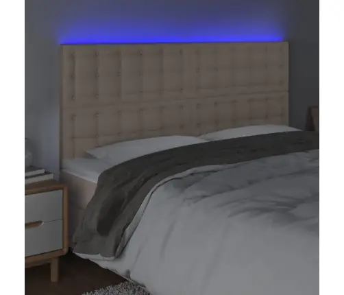 Gultas Galvgalis Ar Led, 180X5X118/128Cm, Kapučīno Mākslīgā Āda Vidaxl