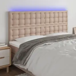 Gultas Galvgalis Ar Led, 180X5X118/128Cm, Kapučīno Mākslīgā Āda Vidaxl