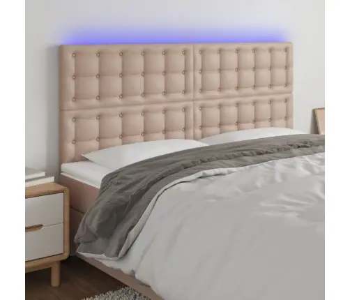 Gultas Galvgalis Ar Led, 180X5X118/128Cm, Kapučīno Mākslīgā Āda Vidaxl