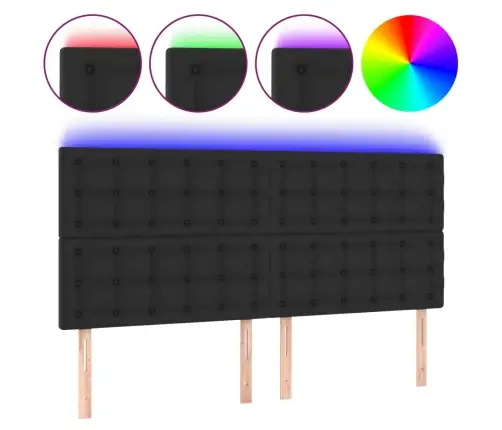 Gultas Galvgalis Ar Led, 200X5X118/128 Cm, Melns Mākslīgā Āda Vidaxl