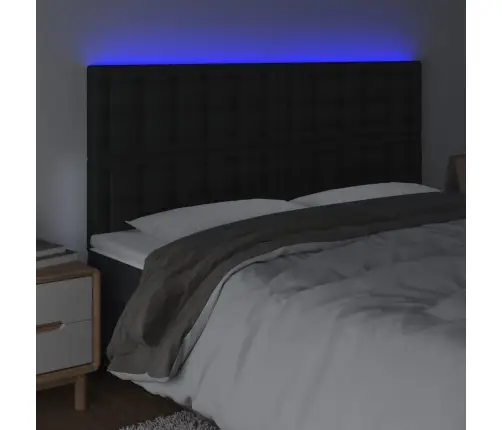 Gultas Galvgalis Ar Led, 200X5X118/128 Cm, Melns Mākslīgā Āda Vidaxl