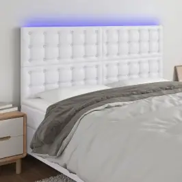 Led-Voodipeats, Valge, 200X5X118/128 cm Kunstnahk