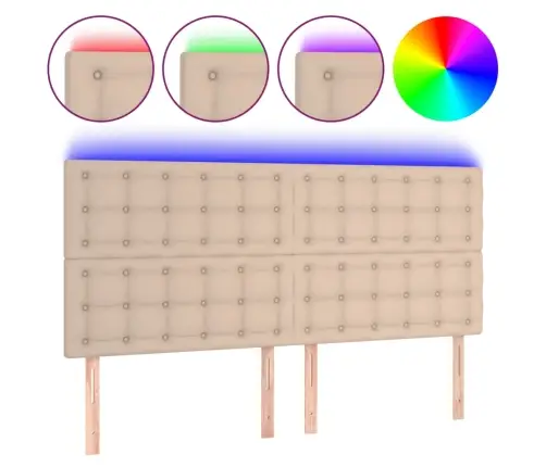 Gultas Galvgalis Ar Led, 200X5X118/128Cm, Kapučīno Mākslīgā Āda Vidaxl