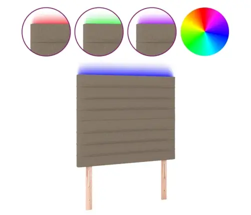 Gultas Galvgalis Ar Led, 80X5X118/128 Cm, Pelēkbrūns Audums Vidaxl